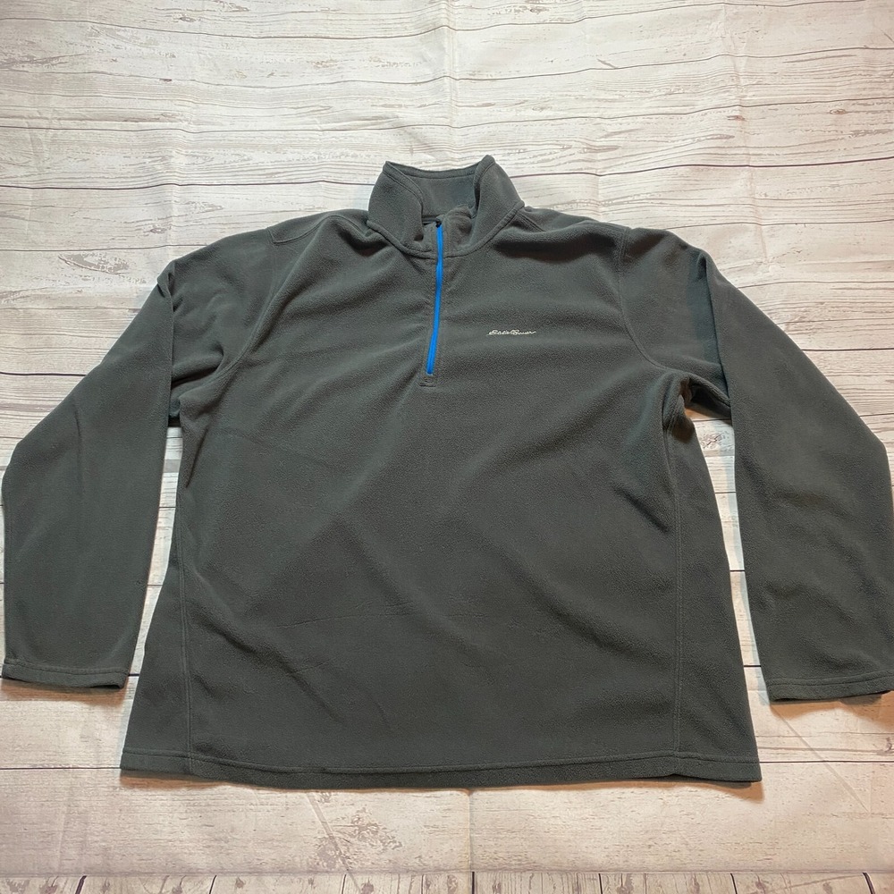 Eddie Bauer Fleece 1/4 Zip Pullover Sweater Shirt Gray Men's Size XL